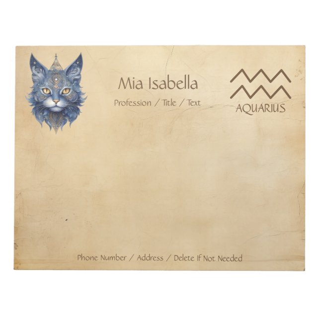 Bloco De Notas Sinal Zodiac Aquarius + Notepad Celestial (Frente)