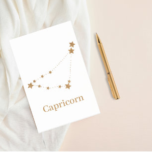 Bloco De Notas Sinal Zodiac Moderno de Capricórnio Dourado Elem
