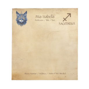 Bloco De Notas Sinal Zodiac Sagittarius & Celestial Cat - Notepad