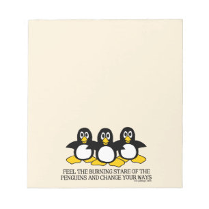 Bloco De Notas Sinta o olhar fixo ardente dos pinguins   Tan