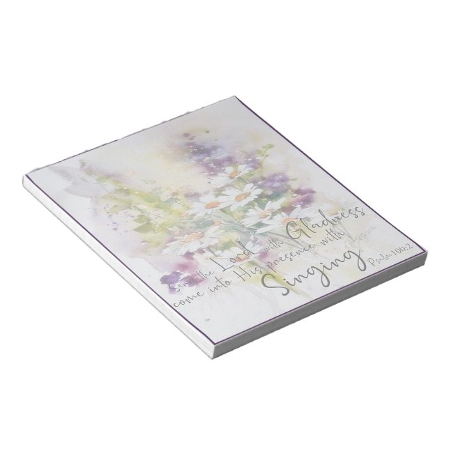 Bloco De Notas Sirva ao Senhor com alegria floral  (Inclinado)