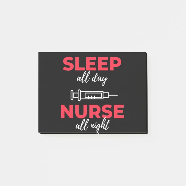 Bloco De Notas Sleep All Day Nurse All Night (Frente)