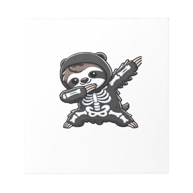 Bloco De Notas Sloth Halloween Skeleton Kids Women Men Sloth Clas (Frente)