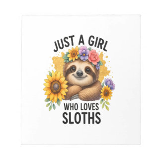 Bloco De Notas Sloth Just a Girl Who Loves Sloth