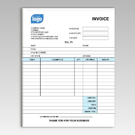 Bloco De Notas Small Business Logo Personalized Invoice Notepad