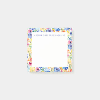 Bloco De Notas Small Sticky Notepad Colorful Watercolor Floral