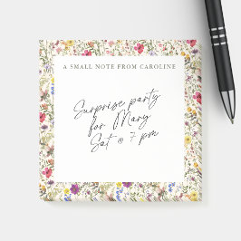 Bloco De Notas Small Sticky Notepad Wildflower Watercolor Floral