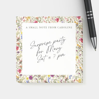 Bloco De Notas Small Sticky Notepad Wildflower Watercolor Floral