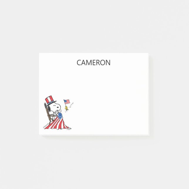 Bloco De Notas Snoopy Sewing 4 de julho Flag (Frente)