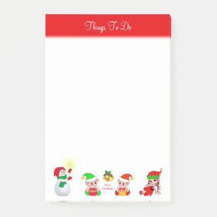Bloco De Notas Snowman e Elves de Natal Coisas A Fazer