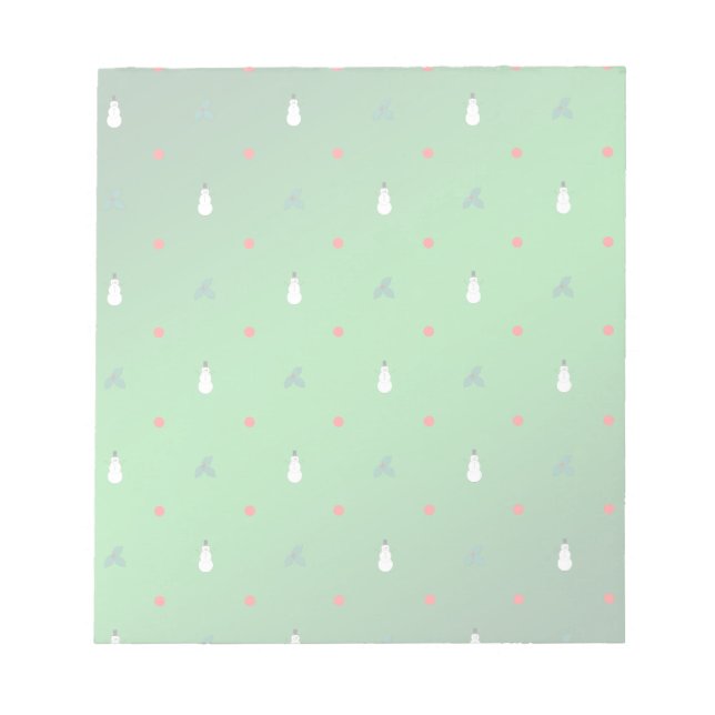 Bloco De Notas Snowman Holly Bolinhas - Em Verde (Frente)