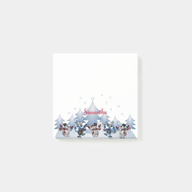 Bloco De Notas Snowmen e Reindeer dançantes (Frente)
