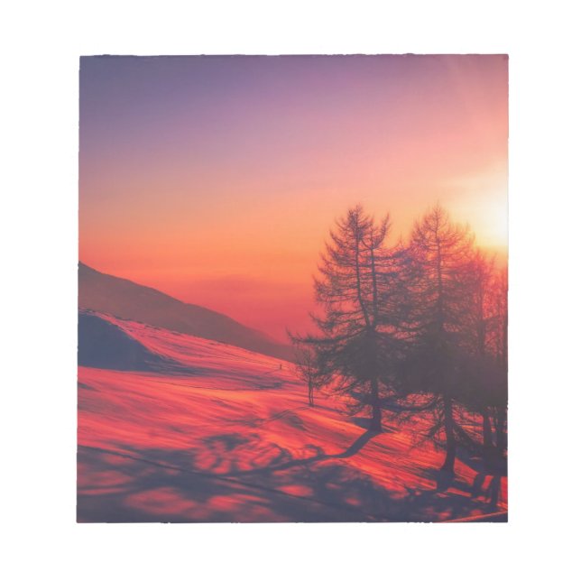 Bloco De Notas Snowy Evening Sunset (Frente)