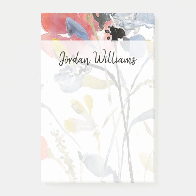 Bloco De Notas Sobreposição da Flor - Flores de Pastel de Aquarel (Frente)