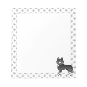 Bloco De Notas Sobretudo Cão de Cartoon Negro Siberiano Cachorro
