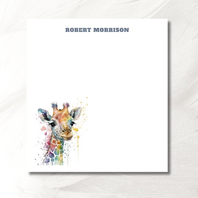 Bloco de Notas Sofisticado Girafa Aquarela (Criador carregado)