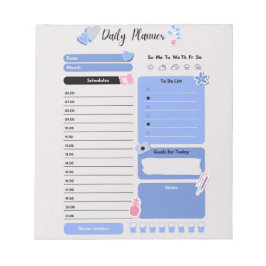 Bloco De Notas Soft Blue Daily Planner with Mood & Water Track