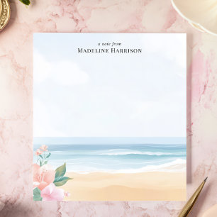 Bloco De Notas Soft Pastel Beach Ocean Floral Personalised Name
