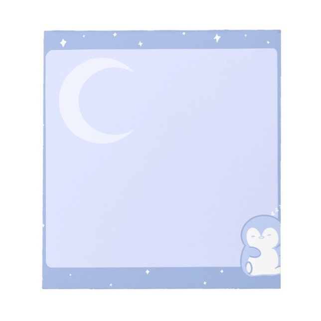 Bloco De Notas Soft Penguin Night Notepad | Calm Pastel Memo Pad (Frente)