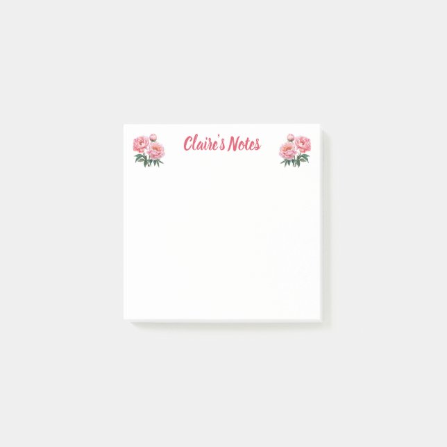 Bloco De Notas Soft Peony Floral Name (Frente)