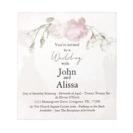 Bloco De Notas Soft Pink Roses & Bride and Groom Collection