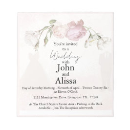 Bloco De Notas Soft Pink Roses & Bride and Groom Collection Notep