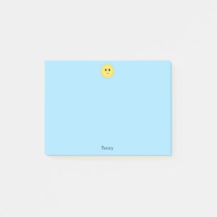 Bloco De Notas Sol Cute Feliz em Fundo Azul Claro