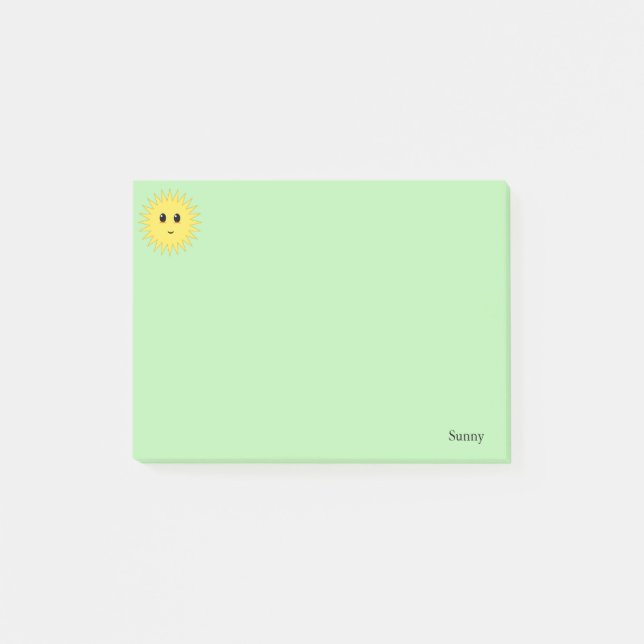 Bloco De Notas Sol Cute Feliz em Fundo Verde Claro (Frente)