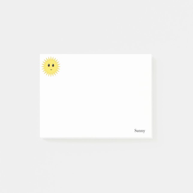 Bloco De Notas Sol Feliz Fofo em Fundo Branco (Frente)