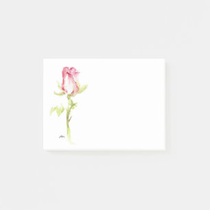 Bloco De Notas Solteiro Pintado com Aquarela, Rosa vermelha Rosa