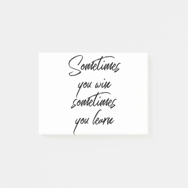 Bloco De Notas Sometimes You Win Sometimes You Learn Motivation (Frente)
