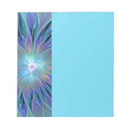 Bloco De Notas Sonho Flor Azul Roxo Arte Fractal Abstrata