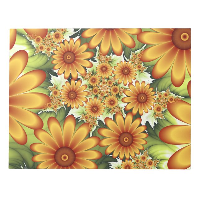 Bloco De Notas Sonho Floral, Arte Fractal Moderna de Flor Abstrat (Frente)