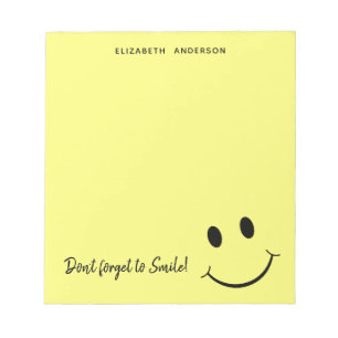 Bloco De Notas Sorriso de rosto amarelo bonito personalizado