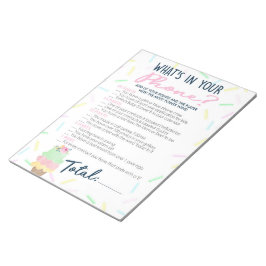 Bloco De Notas Sorvete O que há no seu jogo de Chá de fraldas tel