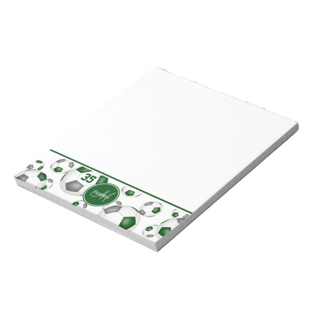 Bloco De Notas sotaque das bolas de futebol da cinza verde (Invertido)