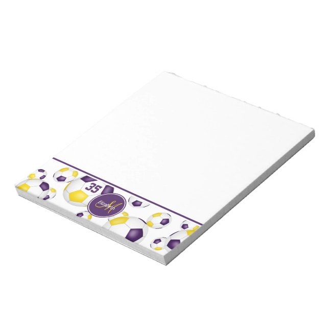 Bloco De Notas sotaque das bolas de futebol de ouro roxo (Invertido)