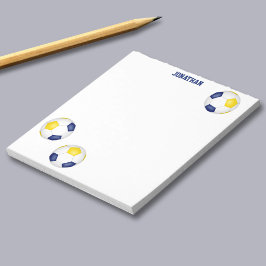 Bloco De Notas sotaque de bolas de futebol de ouro azul personali
