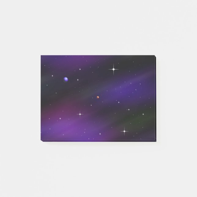 Bloco De Notas Spacescape com planetas e estrelas (Frente)