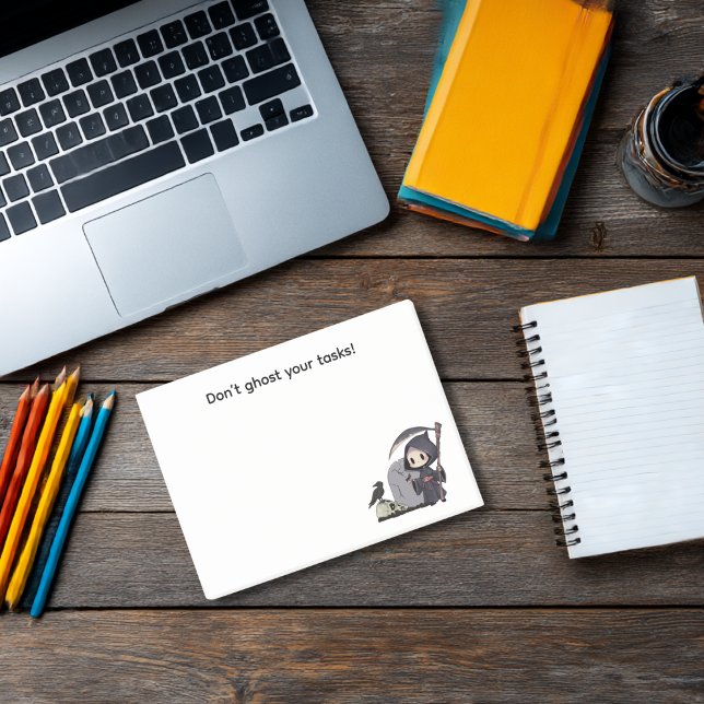 Bloco De Notas Spooky Grim Reaper Graveyard Crow Gothic Halloween (Criador carregado)