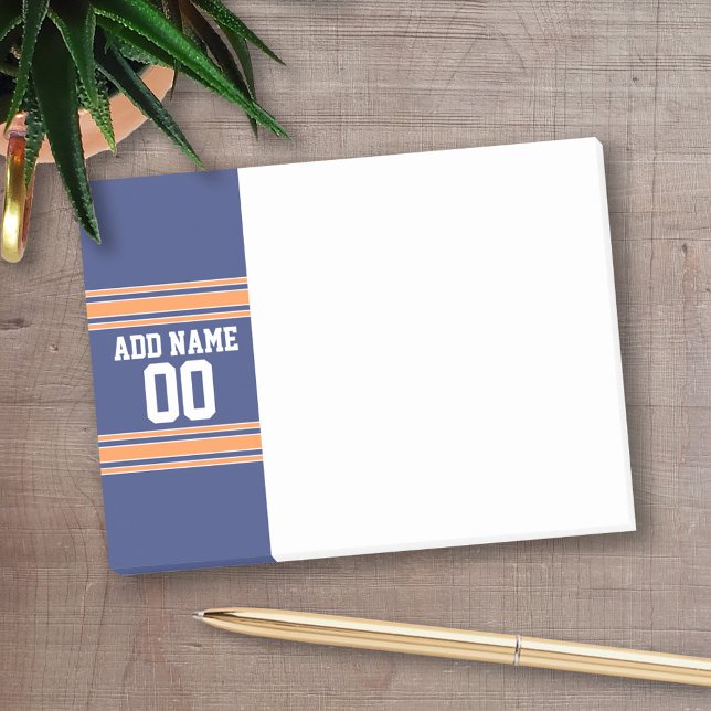 Bloco De Notas Sports Jersey com seu nome e número (Personalized Post-It Note - Football Theme)