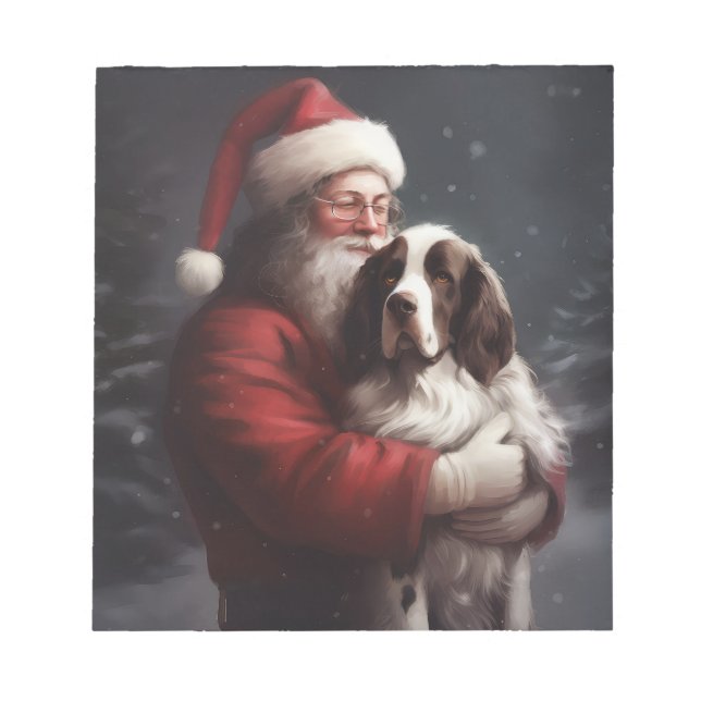 Bloco De Notas Springer Spaniel Papai Noel Natal Festivo (Frente)