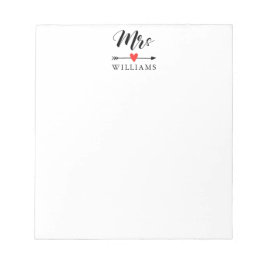 Bloco De Notas Sra. Personalizada com Coração e Seta