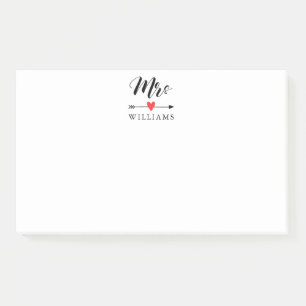 Bloco De Notas Sra. Personalizada com Coração e Seta