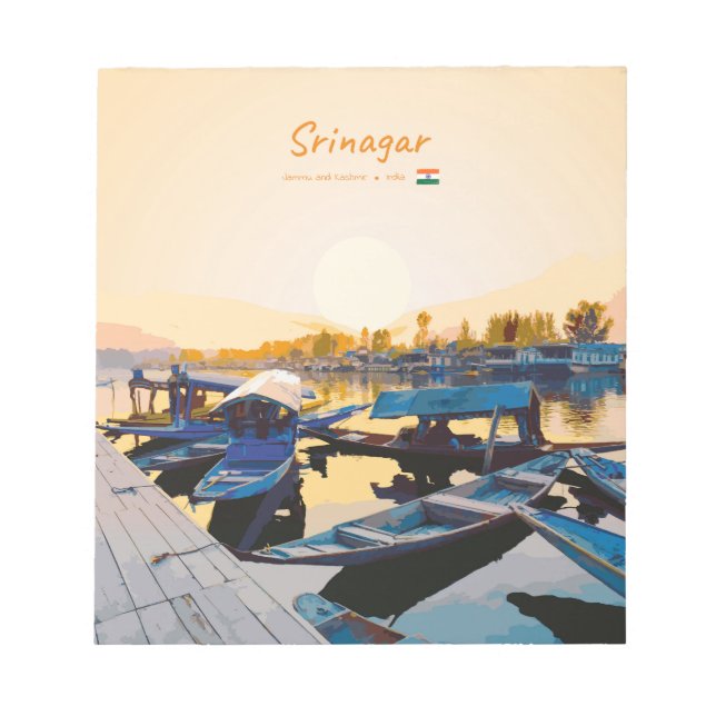 Bloco De Notas Srinagar, Índia - Barcos Shikara no Lago Dal (Frente)