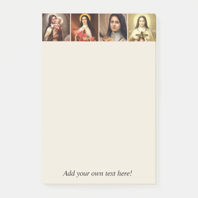 Bloco De Notas St. Therese o crucifixo pequeno dos rosas da flor (Frente)