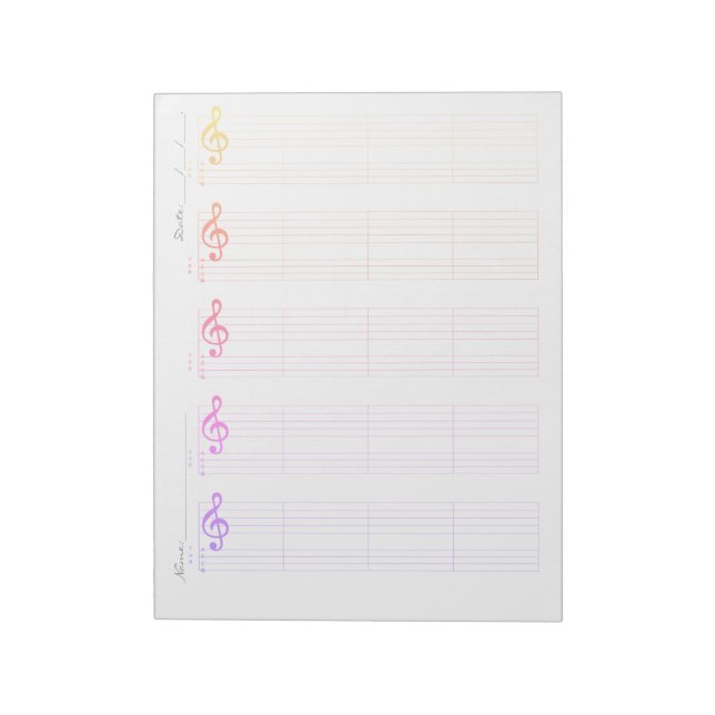 Bloco De Notas Staff & Ukulele Tab Paper – Printable Template (Invertido)