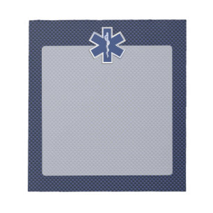 Bloco De Notas Star of Life Paramedic EMS on Blue Carbon Fiber