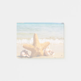 Bloco De Notas Starfish e Seashells na praia