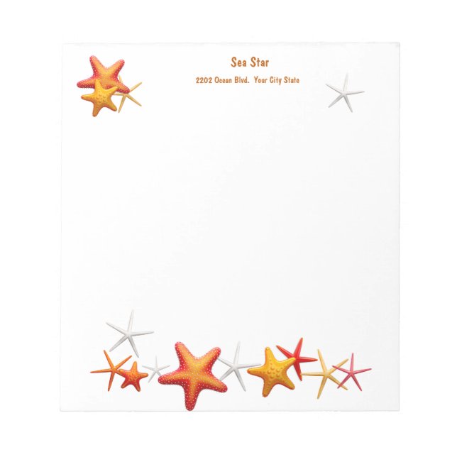Bloco De Notas Starfish Simples Moderno Personalizado (Frente)